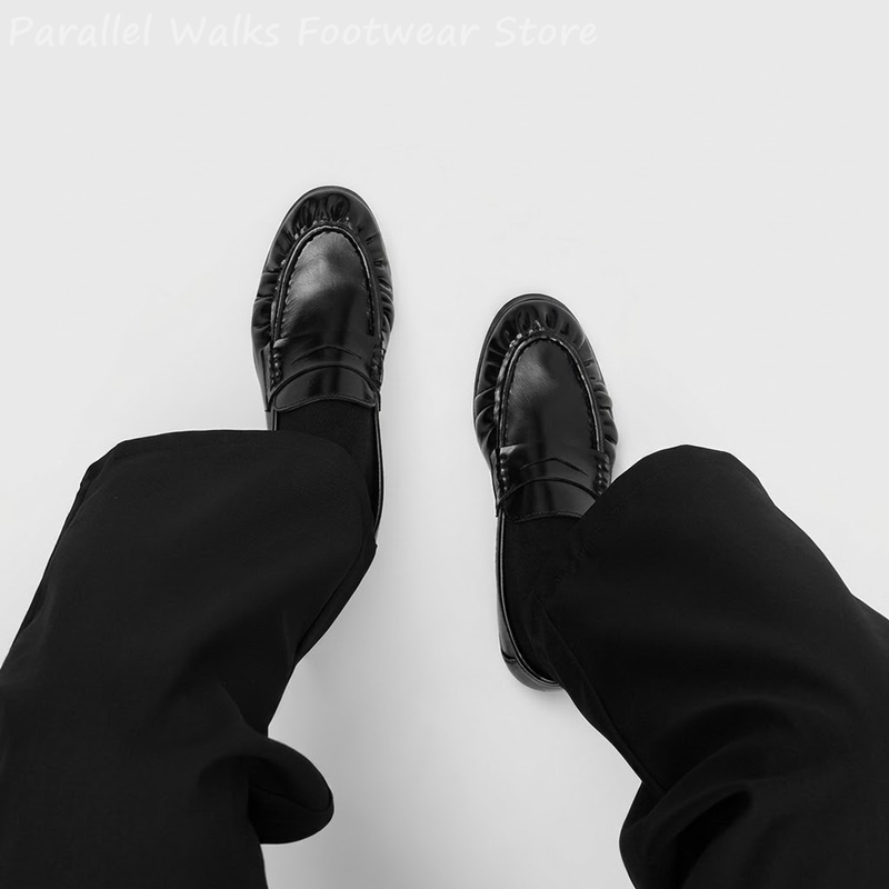 Men'S Shoes Smart - Męskie retro plisowane fartusze, mokasyny penny